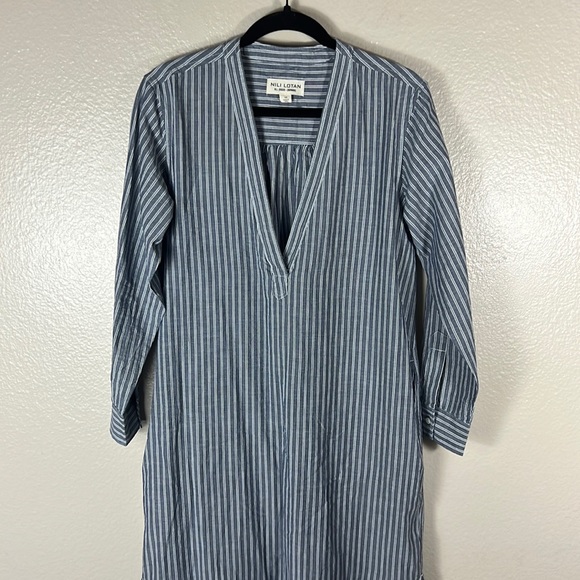 (SOLD) Nili Lotan Raven Shirt Dress Midi Stripe Dress - Picture 4 of 11